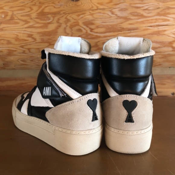 AMI ALEXANDRE MATTIUSSI Black and White ADC Hight Top Sneakers size 36 LIKE NEW - Picture 8 of 12